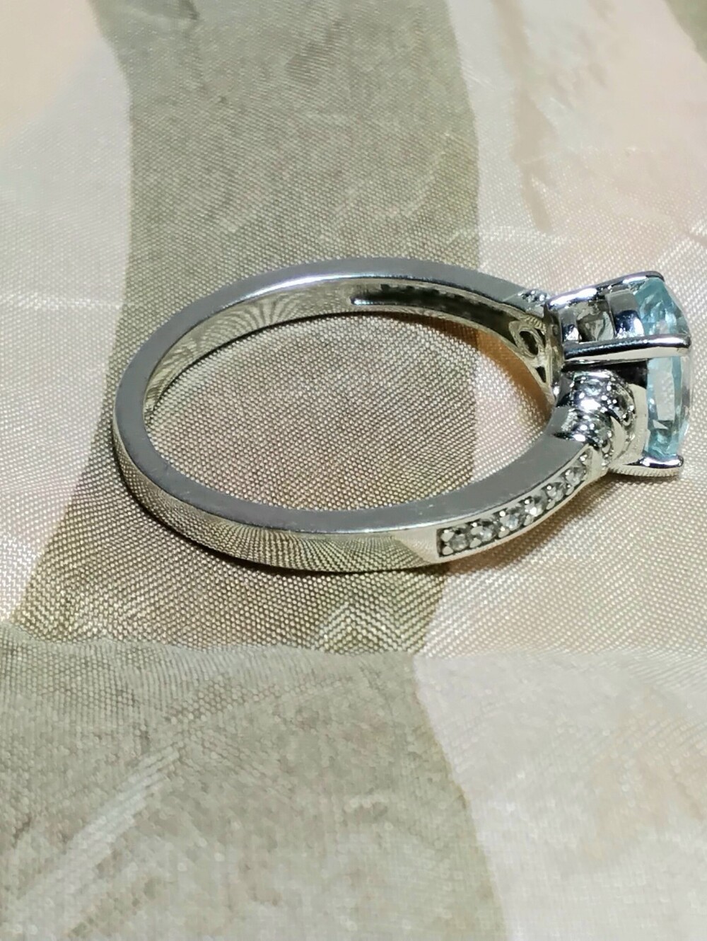 925 Silver Aquamarine Ring Sz 8-1/2 - Picture 3 of 7